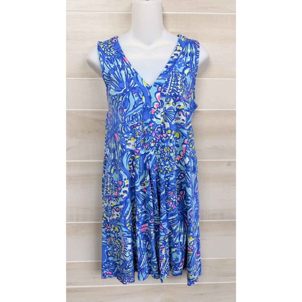 Lilly Pulitzer Swing Dress Brilliant Blue Ceviche Sz S Knit Beach Casual
